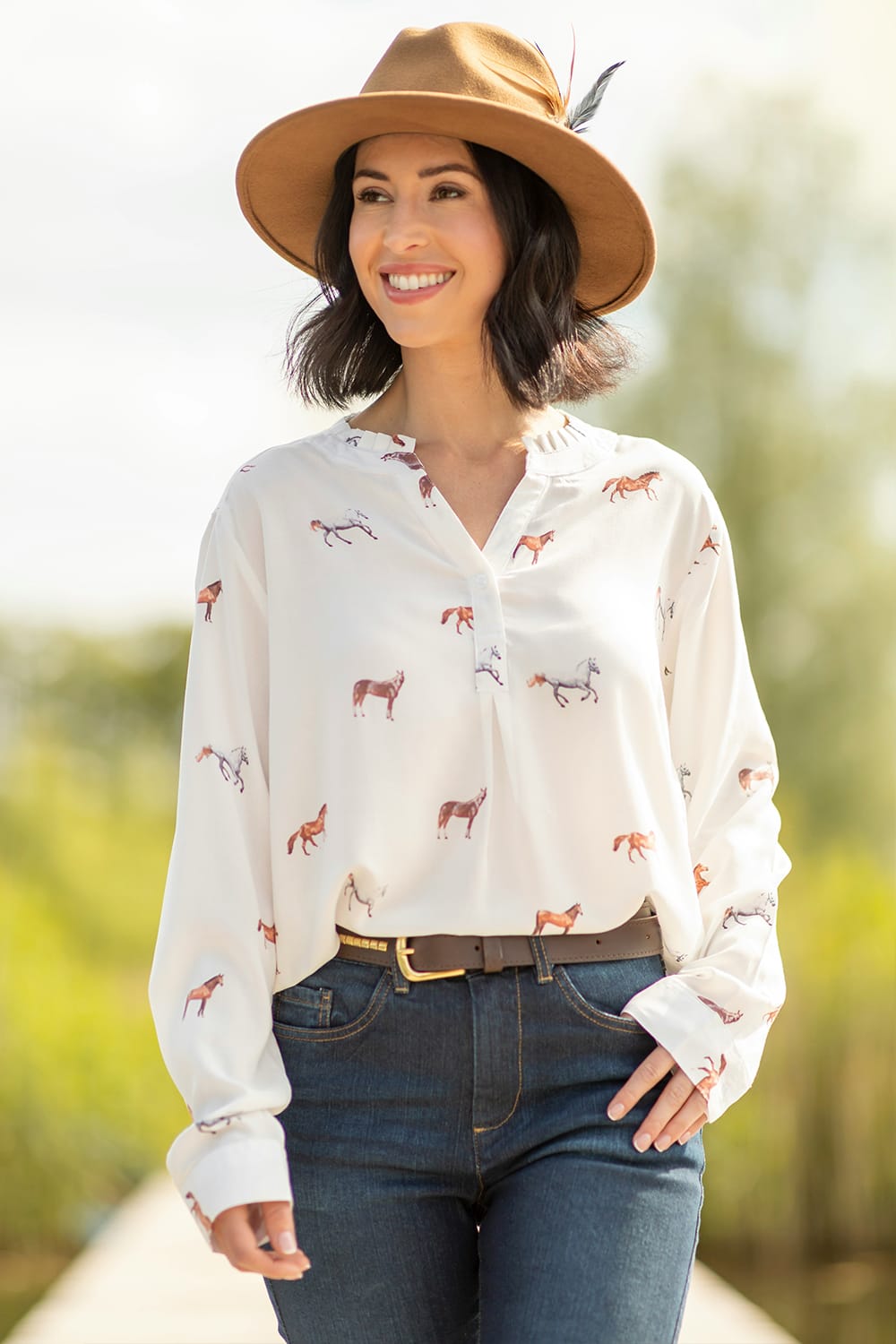 Blouse Floaty Long Horses